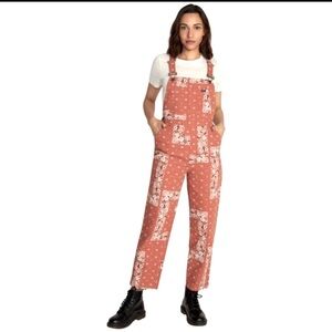 RVCA Floral Patterned Overalls NWT